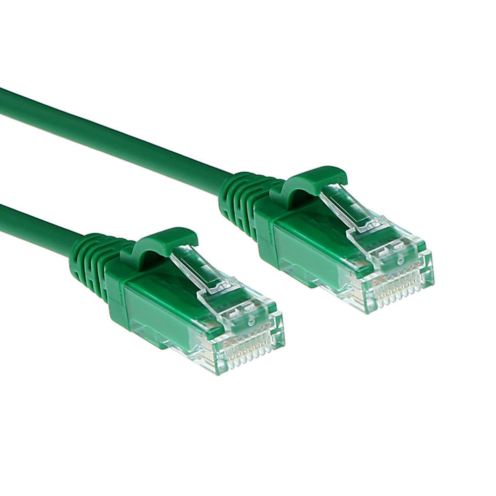 Green 0.15 meter LSZH U/UTP CAT6 datacenter slimline patch cable snagless with RJ45 connectors
