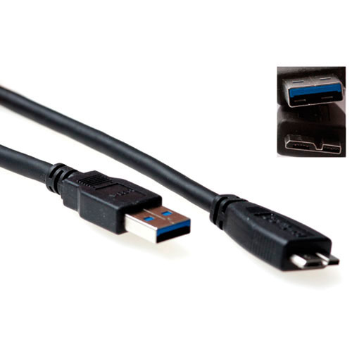 USB 3.0 A male - USB micro B male 1,00 m