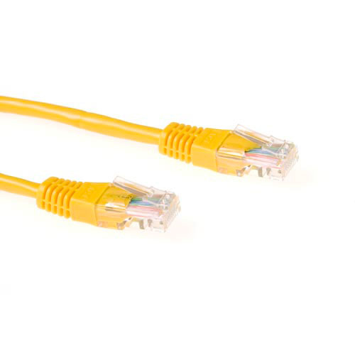 Yellow 15 meter U/UTP CAT5E patch cable with RJ45 connectors