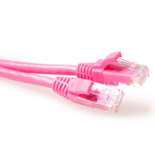Pink 2 meter U/UTP CAT6A patch cable snagless with RJ45 connectors