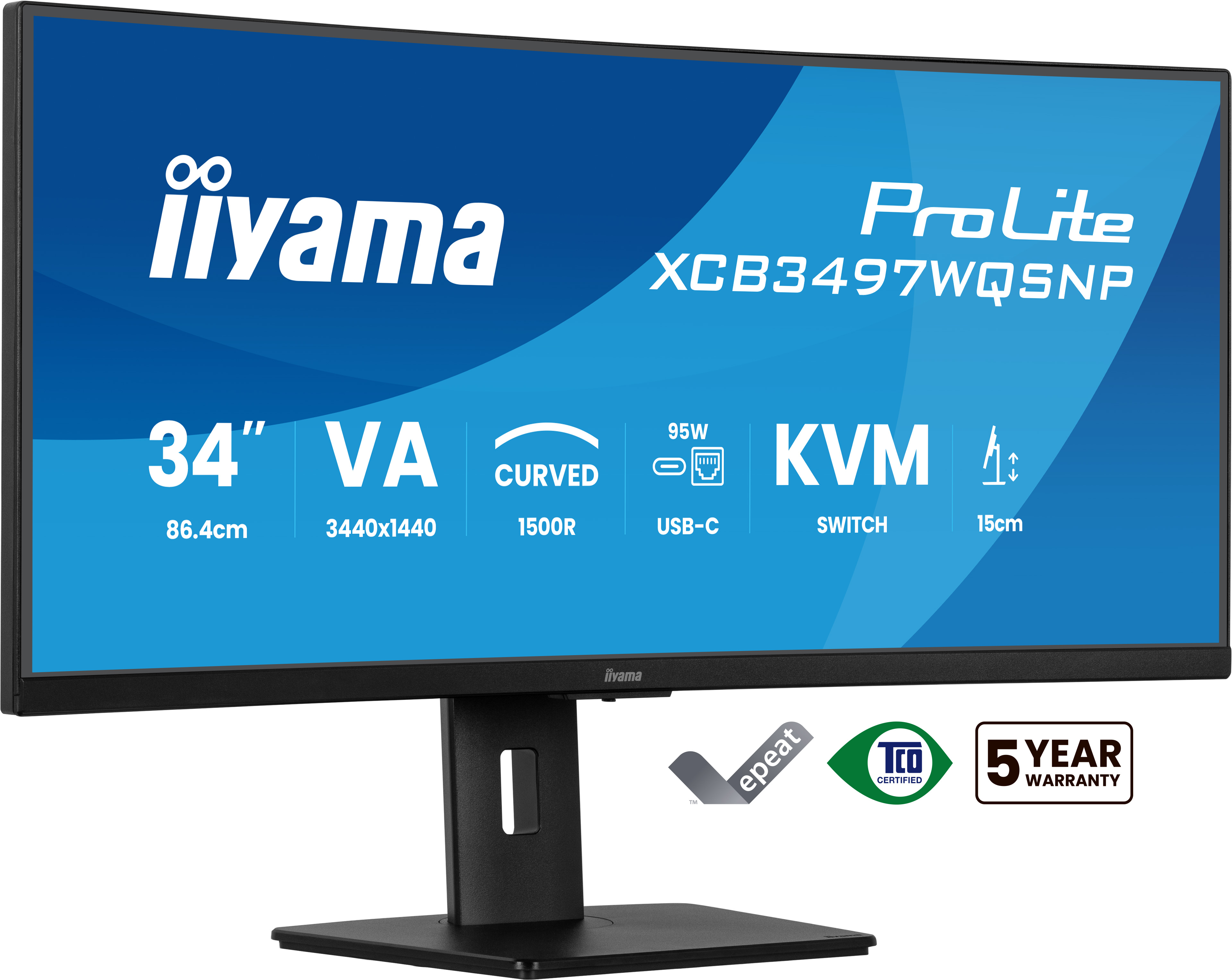 iiyama ProLite XCB3497WQSNP-B1 34 VA 3440 x 1440 (UltraWide) HDMI DisplayPort USB-C 120Hz