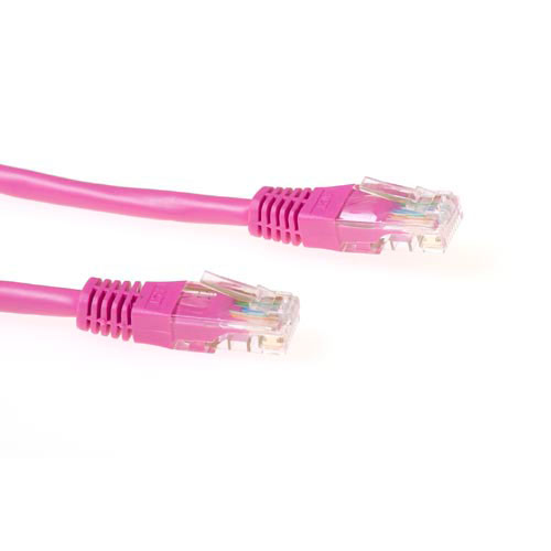 Pink 1.5 meter U/UTP CAT6 patch cable with RJ45 connectors