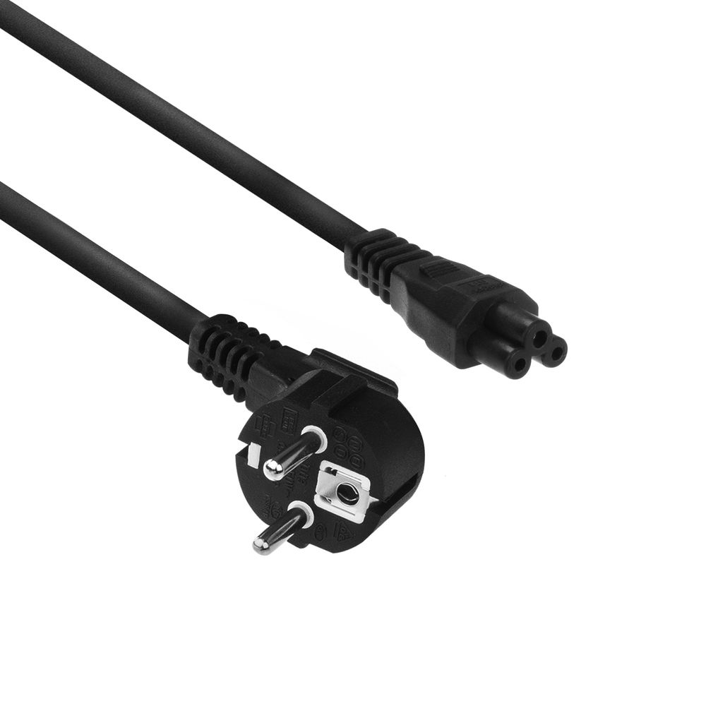 Powercord mains connector Schuko CEE 7/7 male (angled) - C5 IEC 60320 black 2 m