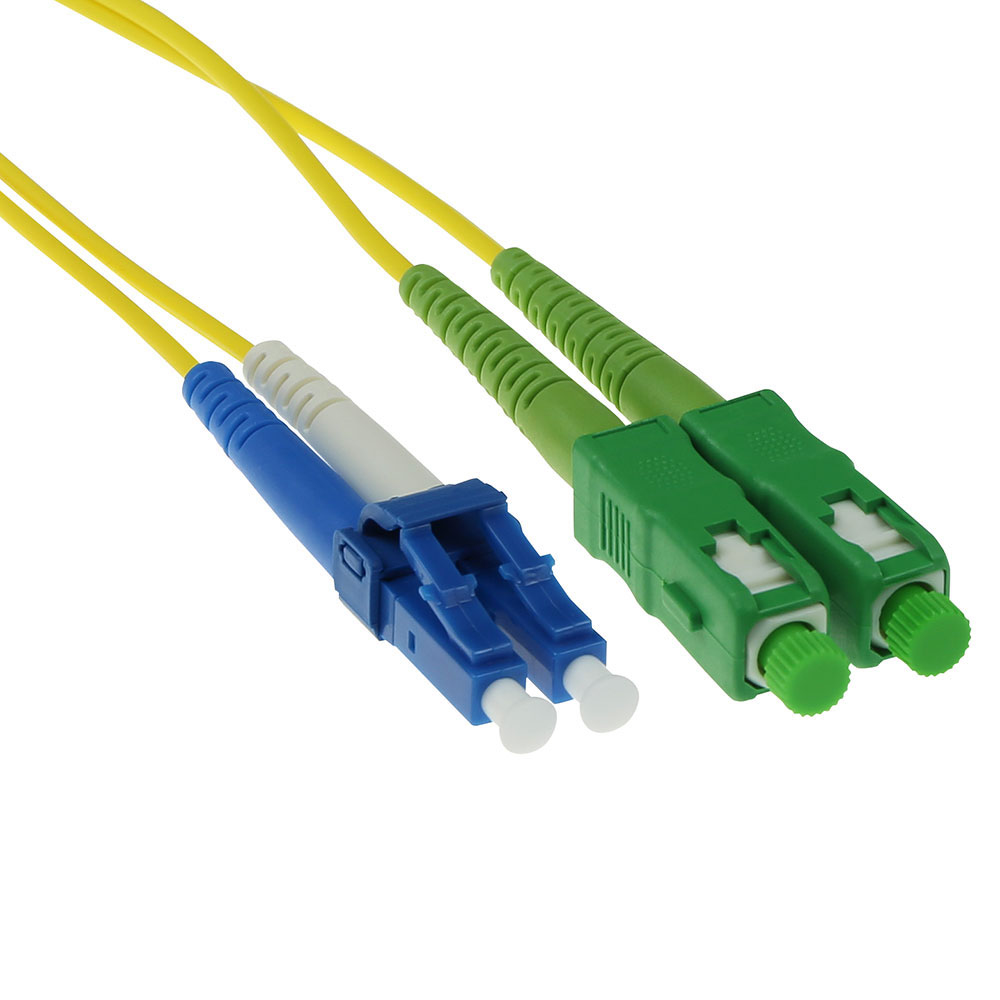 2 meter LSZH Singlemode 9/125 OS2 fiber patch cable duplex with SC/APC and LC/UPC connectors