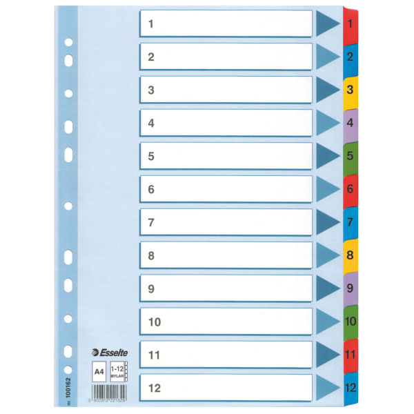 Esselte Mylar register karton A4 1-12