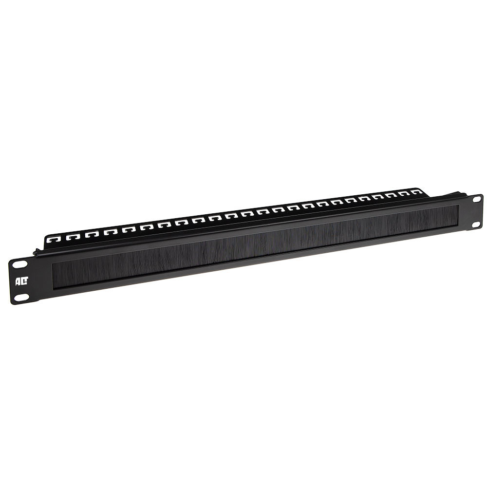 Cable entry panel with brush strip and cable clamp rail 19 inch 1U