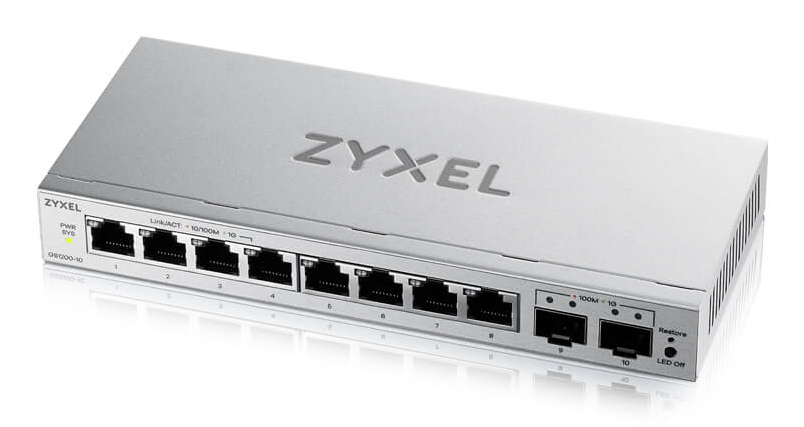 ZyXEL GS1200-10V3 8-Port Gigabit, 2 x SFP web / smart managed