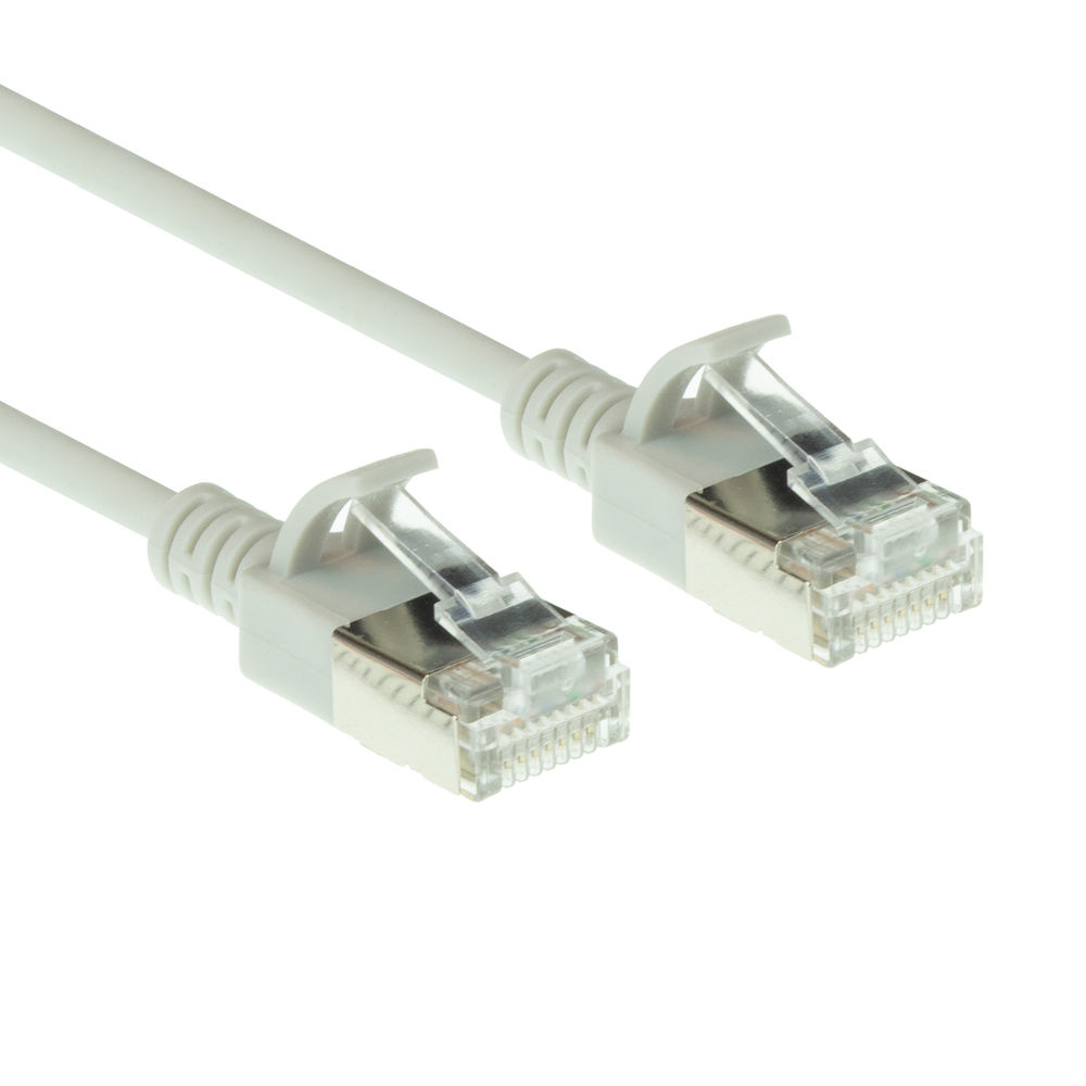 Grey 0.15 meter LSZH U/FTP CAT6A datacenter slimline patch cable snagless with RJ45 connectors