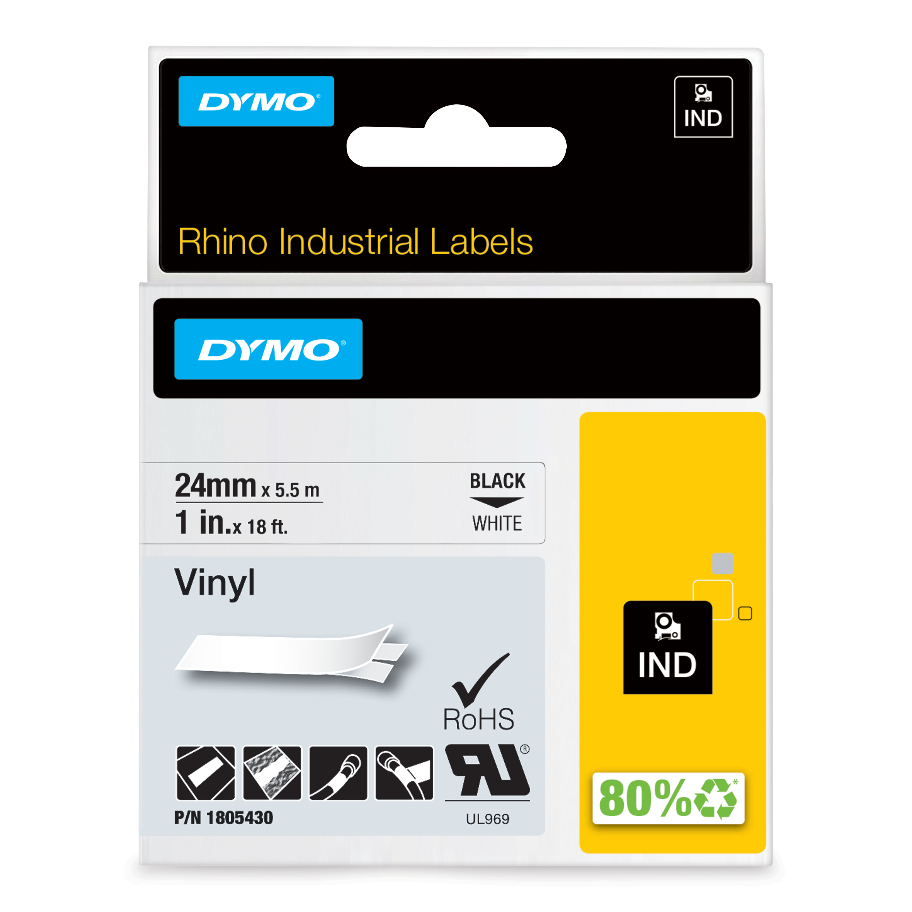 Dymo Rhino Capture CA-1805430 schwarz auf weiß 2,4cm x 5,5m