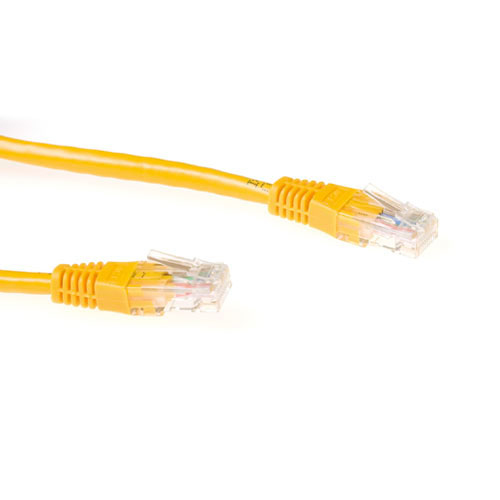 Yellow 5 meter U/UTP CAT6A patch cable with RJ45 connectors