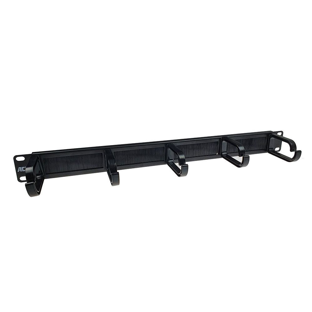 Cable management panel with 5 rotatable D-rings and brush strip 19 inch 1U