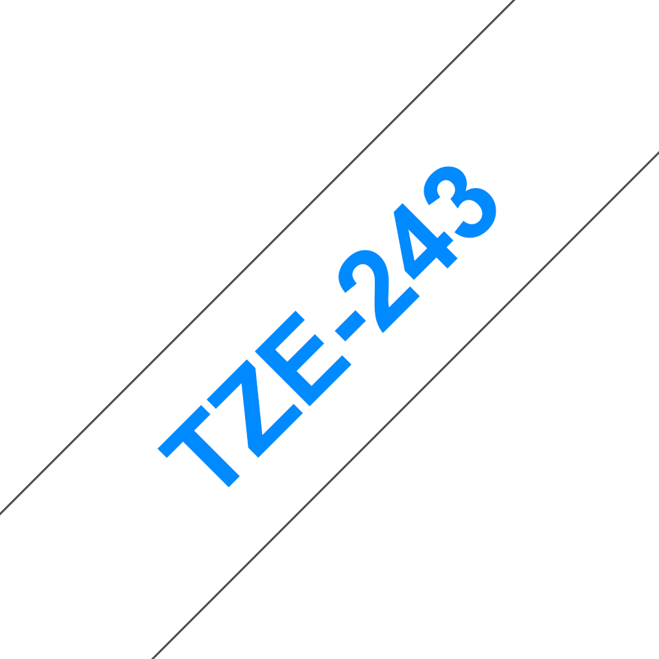 Brother TZE243 Tejp Blå Text, Vit botten,18mm