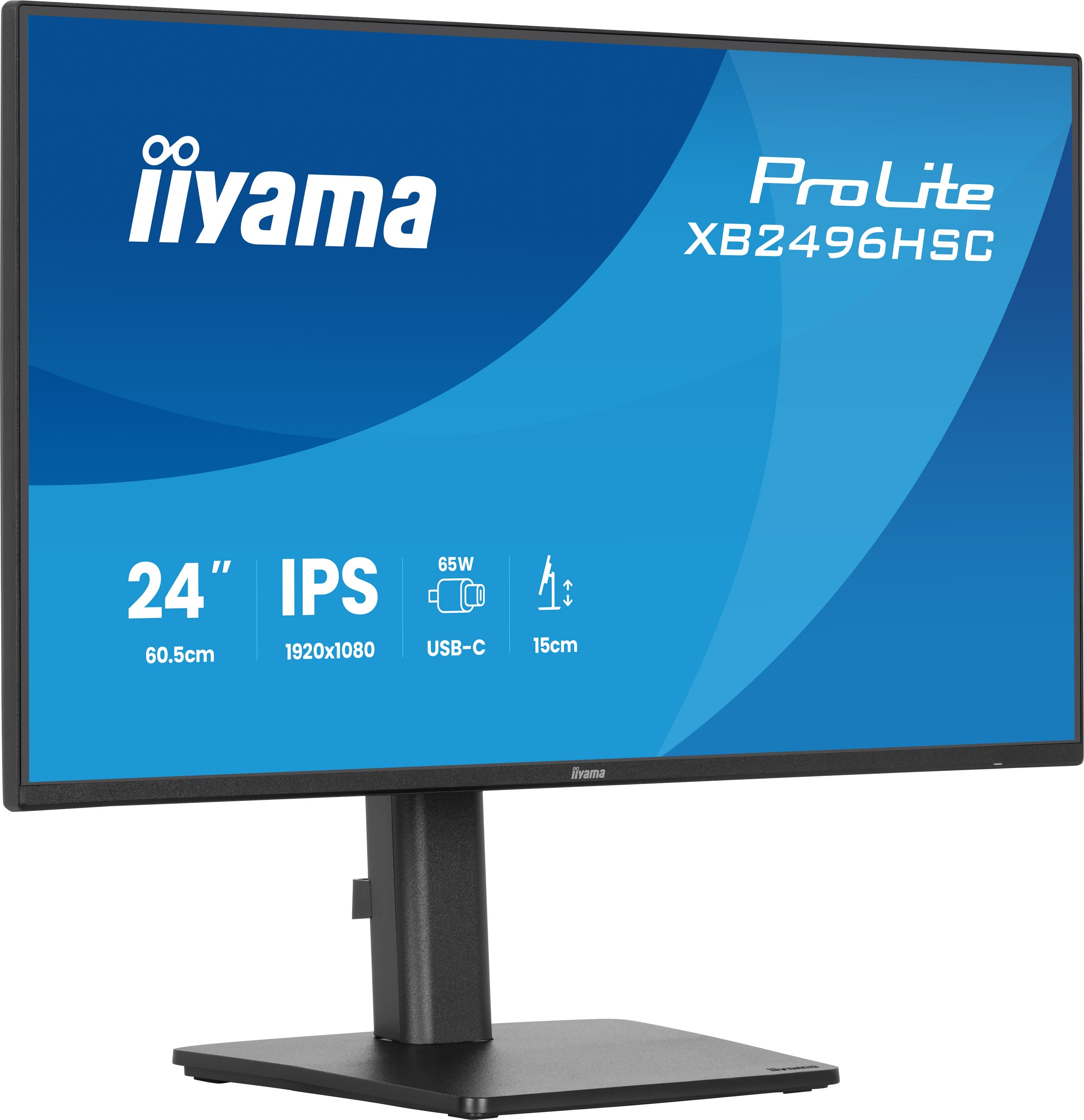 60,5cm/24" (1920x1080) iiyama ProLite XB2496HSC-B1 16:9 IPS 3ms 144Hz HDMI USB-C USB VESA Speaker Black