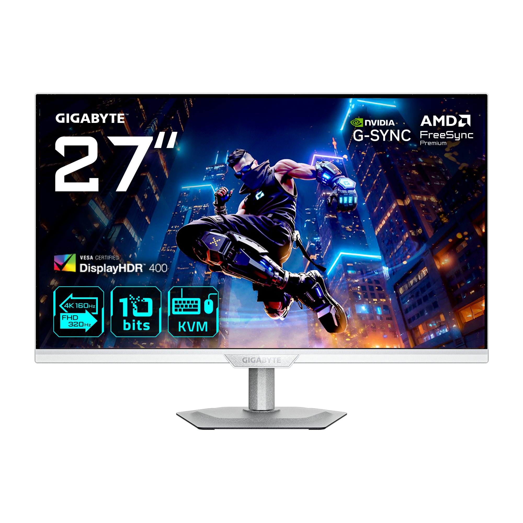 68,6cm/27" (3840x2160) GIGABYTE M27UP ICE 4K SS IPS 1ms 160Hz HDMI DisplayPort USB-C USB HDR VESA Speaker Pivot