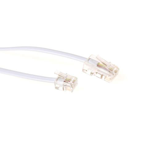 White 5 meter flat telephone cable with RJ11 and RJ45 connectors