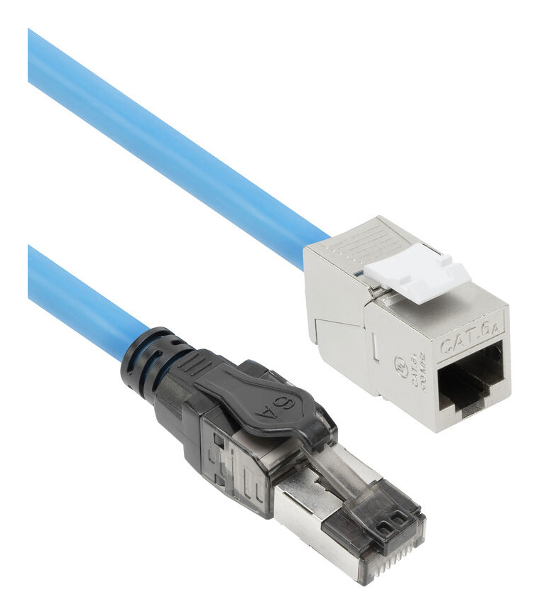 Purple 80 meters S/FTP CAT6A B2ca PoE++ 100W solid prefab installation cable, RJ45 male – female