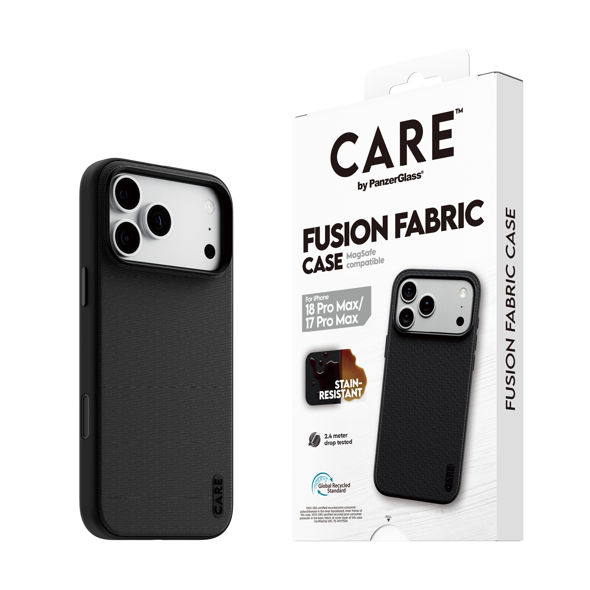 CARE by PanzerGlass Fusion Fabric Case Schwarz m. MagSafe iPhone 17 Pro Max