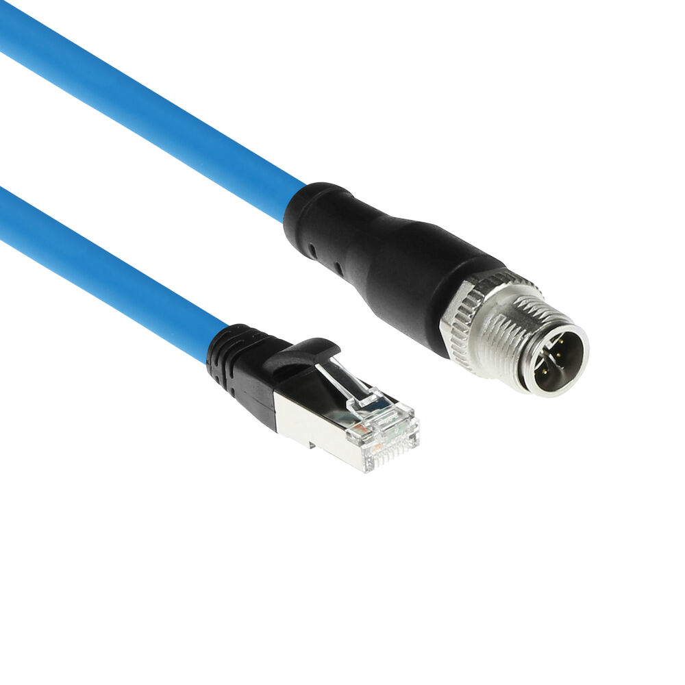 Industrial 10.00 meters Sensor cable M12X 8-pin male chassis to RJ45, Superflex SF/UTP TPE cable, shielded