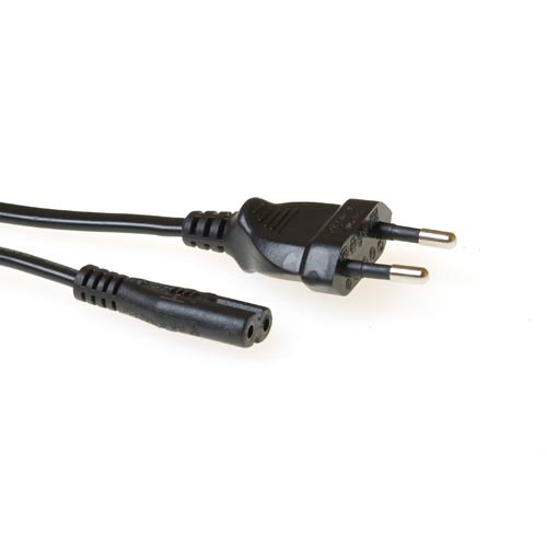 Powercord Euro male - C7 female black 1.5 m