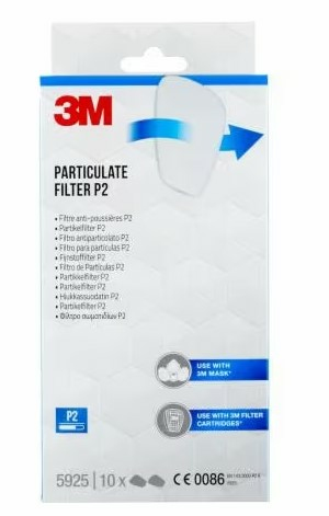 3M Filter für Atemschutzmasken 5925 P2 EN 143:2021, 10 Paar