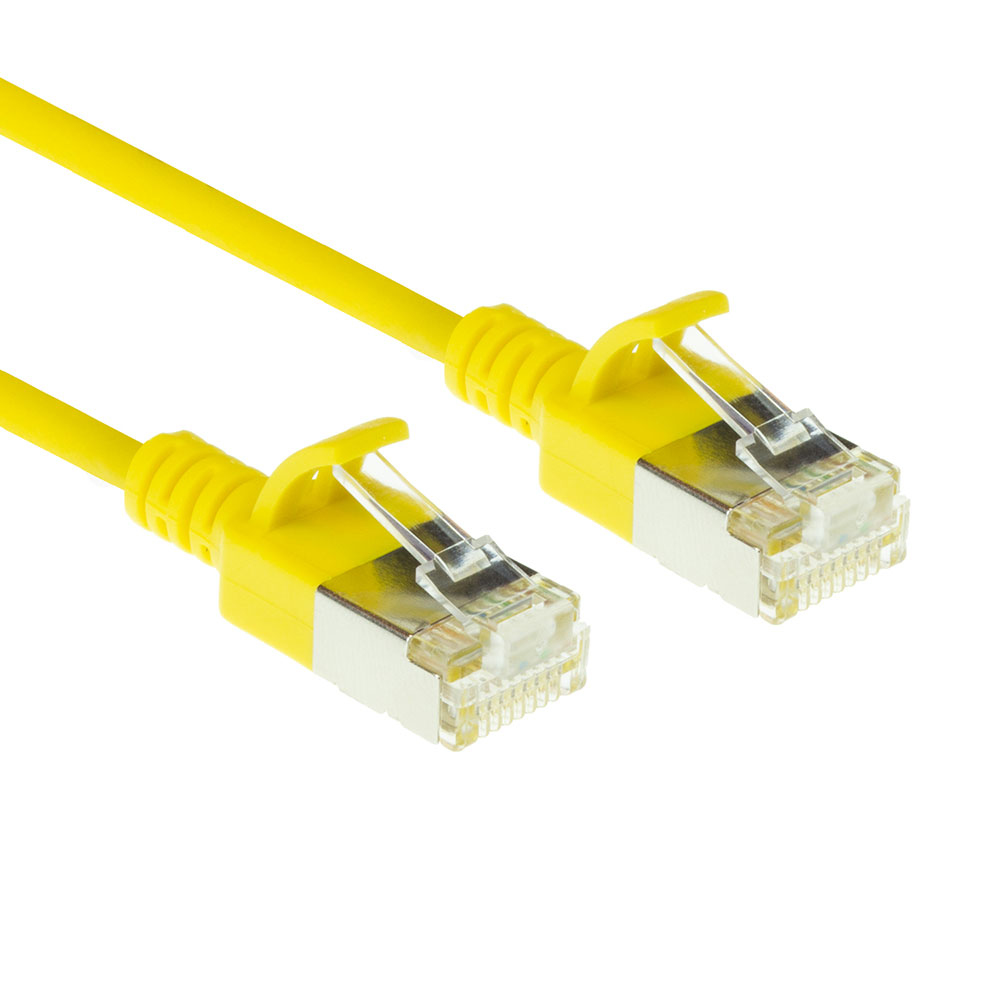 Yellow 1.5 meter LSZH U/FTP CAT6A datacenter slimline patch cable snagless with RJ45 connectors
