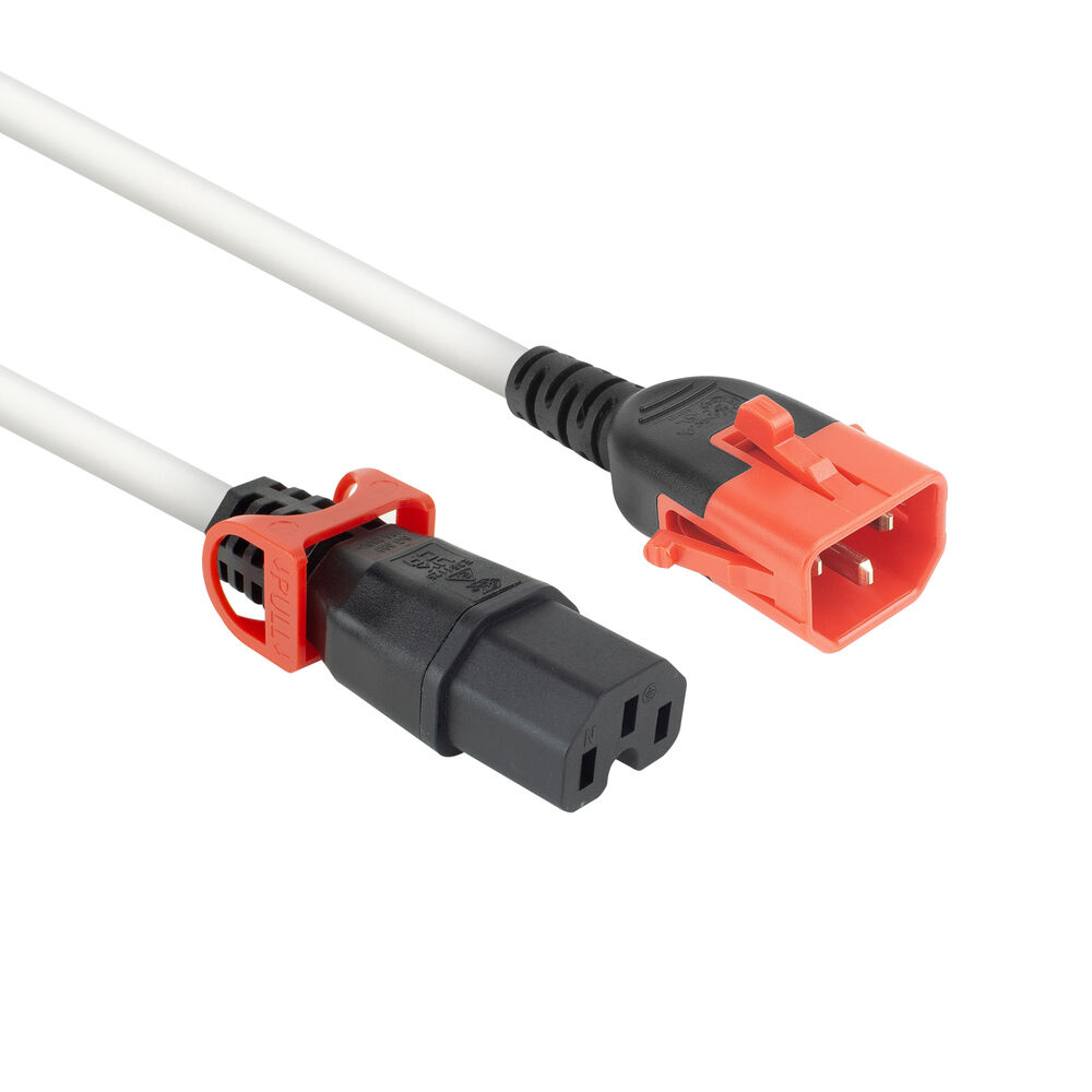 Powercord C14 IEC Lock+ Dual Locking - C15 IEC Lock+ white 2 m, PC3875
