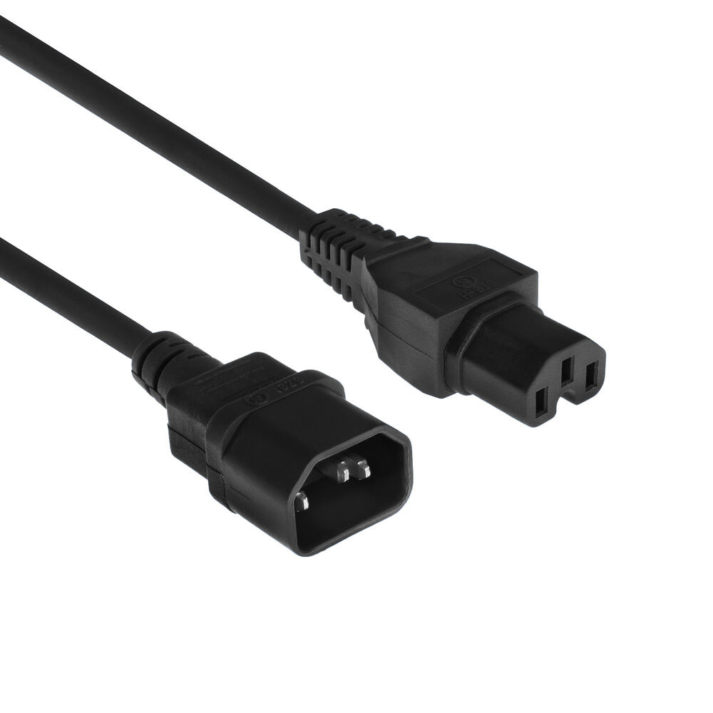 Powercord C14 - C15 black 1.5 m