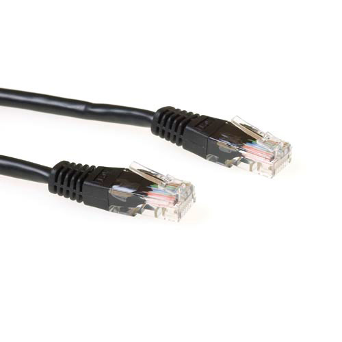 Black 15 meter U/UTP CAT5E patch cable with RJ45 connectors