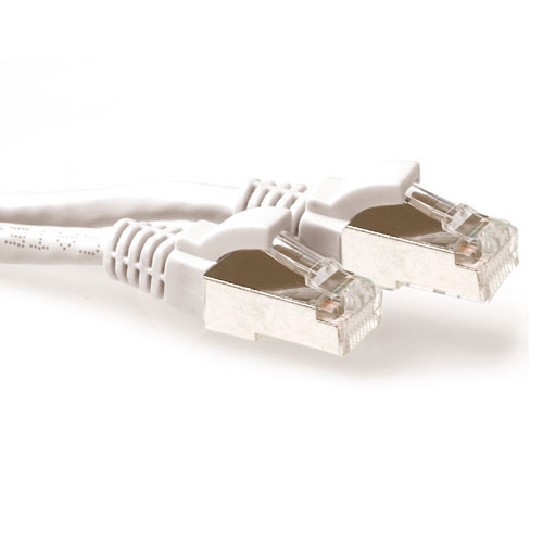 White 5 meter LSZH SFTP CAT6A patch cable snagless with RJ45 connectors