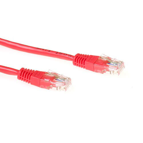 Red 0.25 meter U/UTP CAT6 patch cable with RJ45 connectors