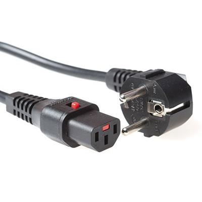 Powercord Schuko CEE 7/7 male (angled) - C13 IEC Lock black 1 m, EL249S