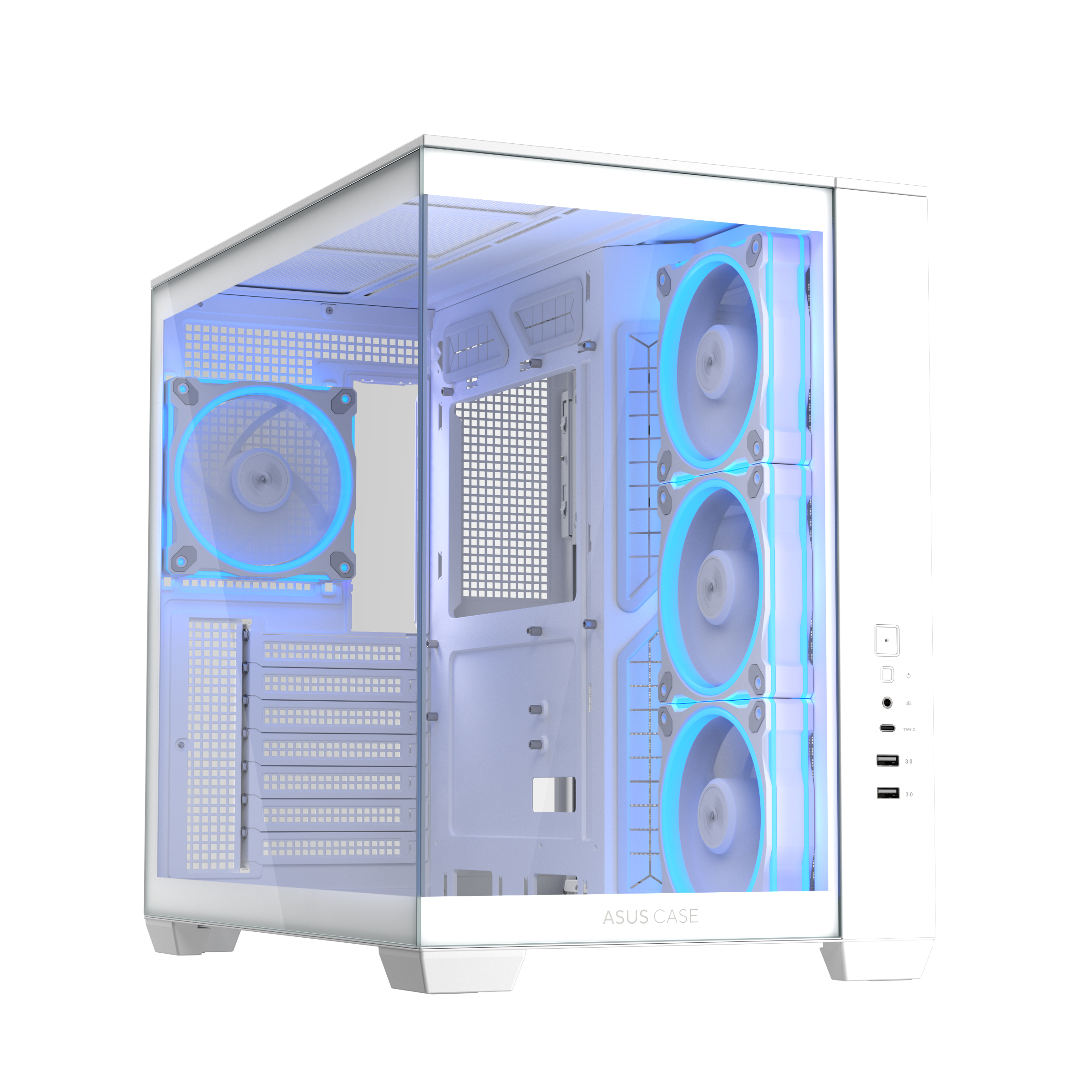 ASUS A32 PLUS TG ARGB ATX Case with 4 pre-installed ARGB fans - White