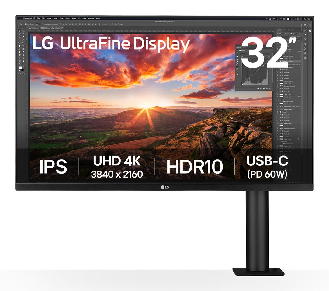 LG UltraFine Ergo 32UN880K-B 32 IPS 3840 x 2160 (4K) HDMI DisplayPort USB-C 60Hz