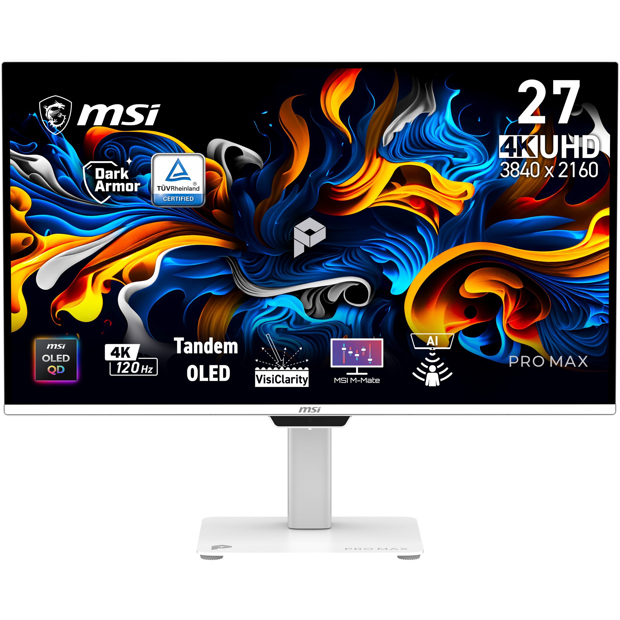 67,3 cm (26.5") 3840 x 2160 Pixel MSI 9S6-3PF9CA-001 16:9 UltraWide Full HD OLED 0,03 ms 120 Hz HDR DisplayPort HDMI Pivot Height VESA Speaker