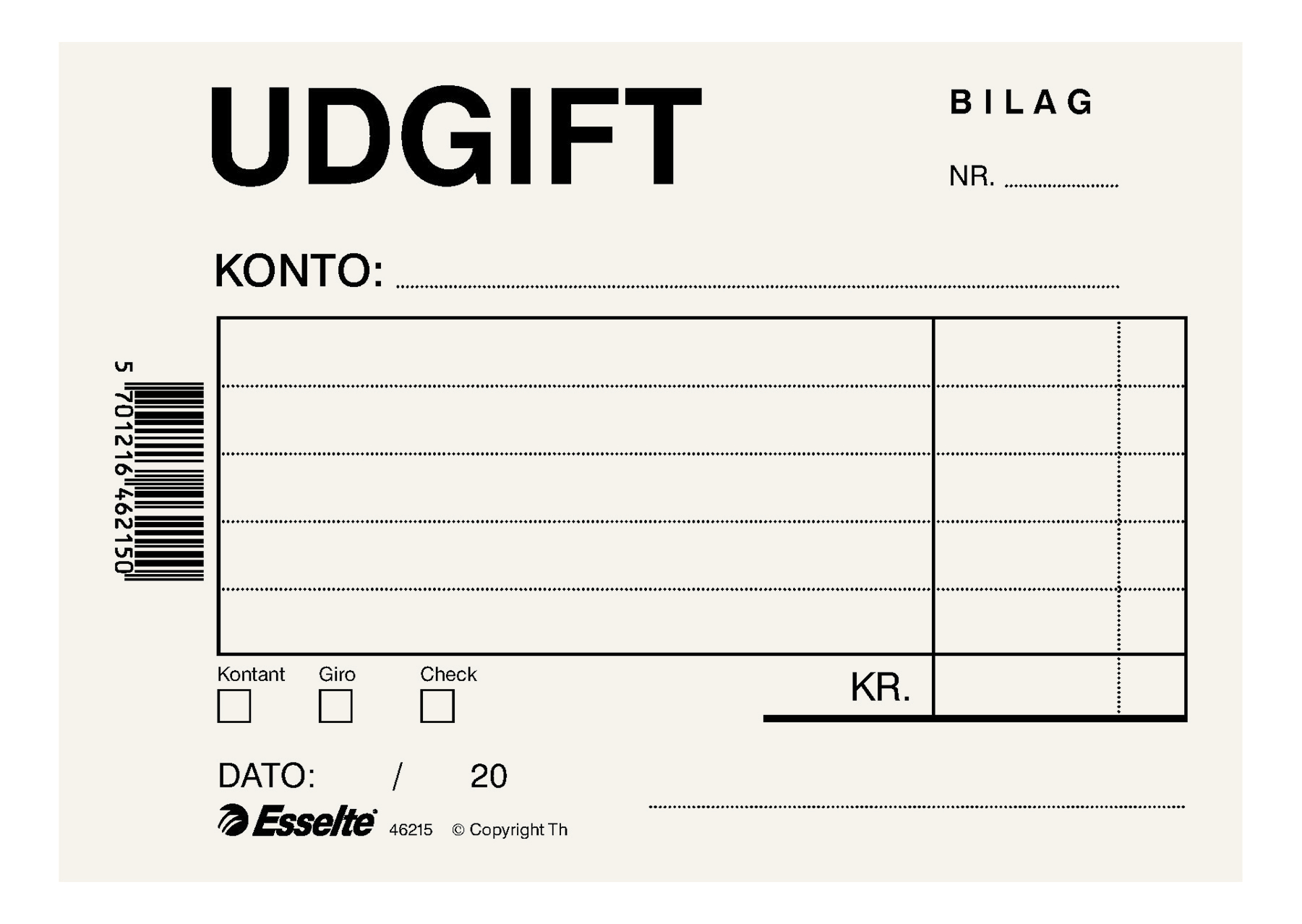 Esselte udgiftsblok A6 100 ark blå