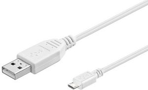 MicroConnect USB A to USB Micro B, Version  2.0, White, 5m USB2.0 A -  Micro USB B 5P Hi-Speed data transfers of up to 480 Mbps