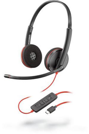 Poly PLX BLACKWIRE C3225 USB A re 3225, Headset, Head-band,  Office/Call center, Black,Red, Binaural, In-line control unit