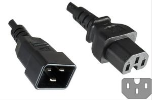 MicroConnect Power Cord C20 - C15 1.8m Black, 16A, 3 x 1mm? H05V2V2-F, VDE, ENEC, RoHS compliant