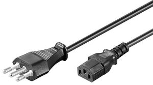 MicroConnect Power Cord Italy - C13 1.8m -  IMQ approved Black,  H05VV-F3x0.75mm2 CU