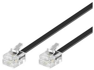 MicroConnect ModularCable RJ11 6P/4C 2m Black 1-4, 2-3, 3-2, 4-1, Gold Plating, 26AWG 7/0, 16BS-copper