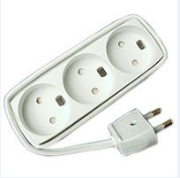 MicroConnect 3-way power strip no-earth,  1,5 white 1,5 meter cord