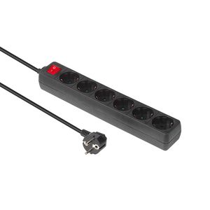 MicroConnect 6-way Schuko Socket 1.8M Black With ON/OF switch and child protection