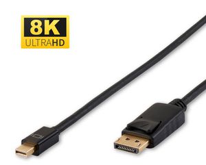 MicroConnect 8K Mini Displayport to  Displayport Cable 0.5m  Male-Male, Black, 8K 60Hz Gold-plated Connectors