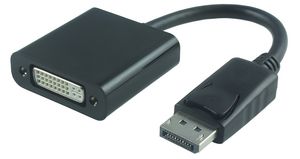 MicroConnect Displayport v1.2 to DVI M-F DVI-I 24+5, Dual link 0.15m  Passive, Black, Resolution : 1920x1200 / 1080P (Full HD)