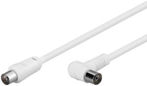MicroConnect Coax Cable 1.5m White Angled 80dB, 75 Ohm, Double Shielded