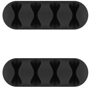 MicroConnect Cable holders 4 slot 2pcs Black, 3M adhesive. Organise your cables in the office or at home