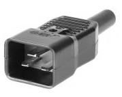 MicroConnect IEC Power Adaptor C20 Plug C20 Socket, Straight, Black 16A 250V
