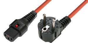 MicroConnect Powercord Schuko CEE 7/7 male  (angled) - C13 IEC Lock black  3 m, EL248S Powercord Schuko CEE 7/7 male (angled) - C13 IEC Lock black 3 m,