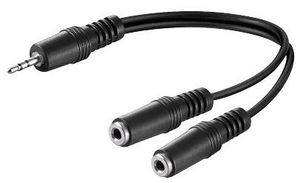 MicroConnect 3.5mm Minijack Y Cable, 0.2m 3.5mm Minijack Y Adapter  Cable 3.5 mm Minijack, 1 x male to 2 x female stereo