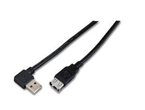 MicroConnect USB2.0  Extension A-A 1.5m M-F With angled A plug. Black
